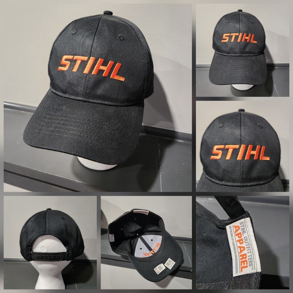 Stihl Outfitters Apparel Spellout Logo Adjustable Snapback Black Hat Cap‎ OSFA